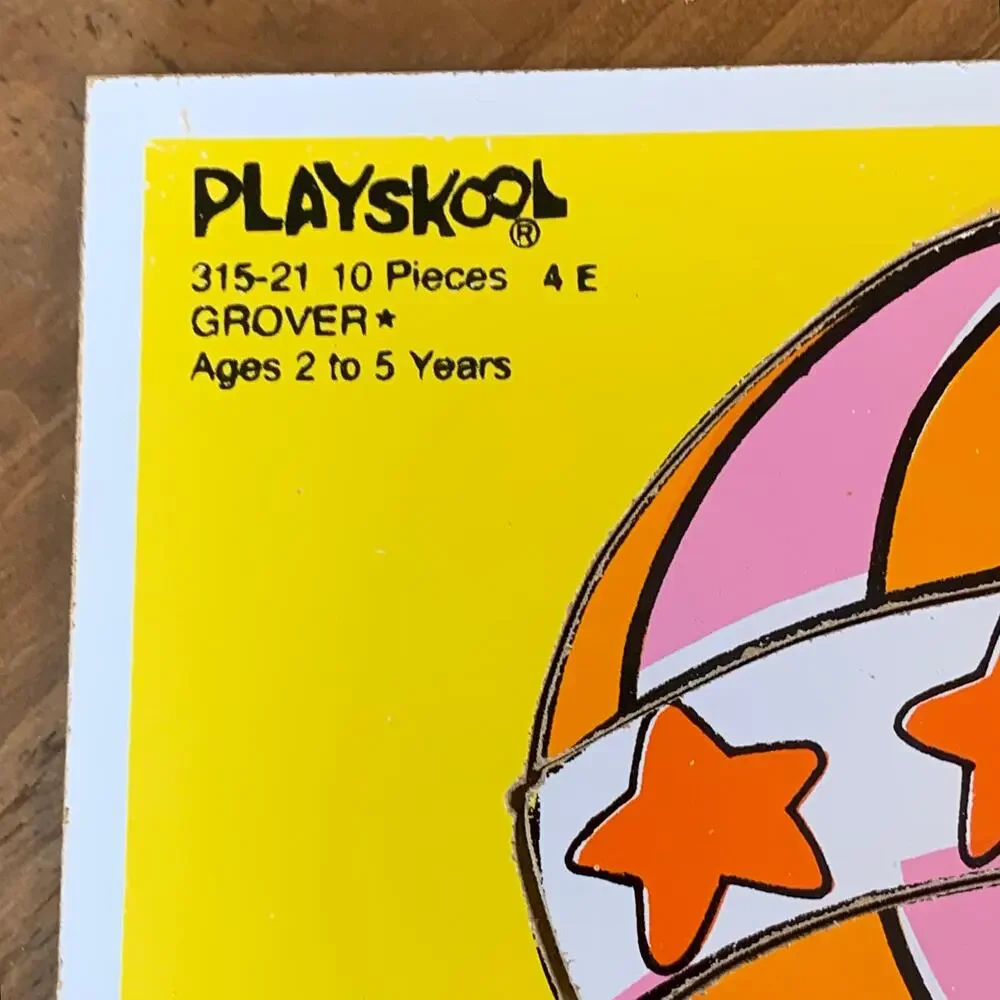 Playskool Puzzle Grover Hot Air Balloon Sesame Street Vtg 10 Wooden Pieces 1979